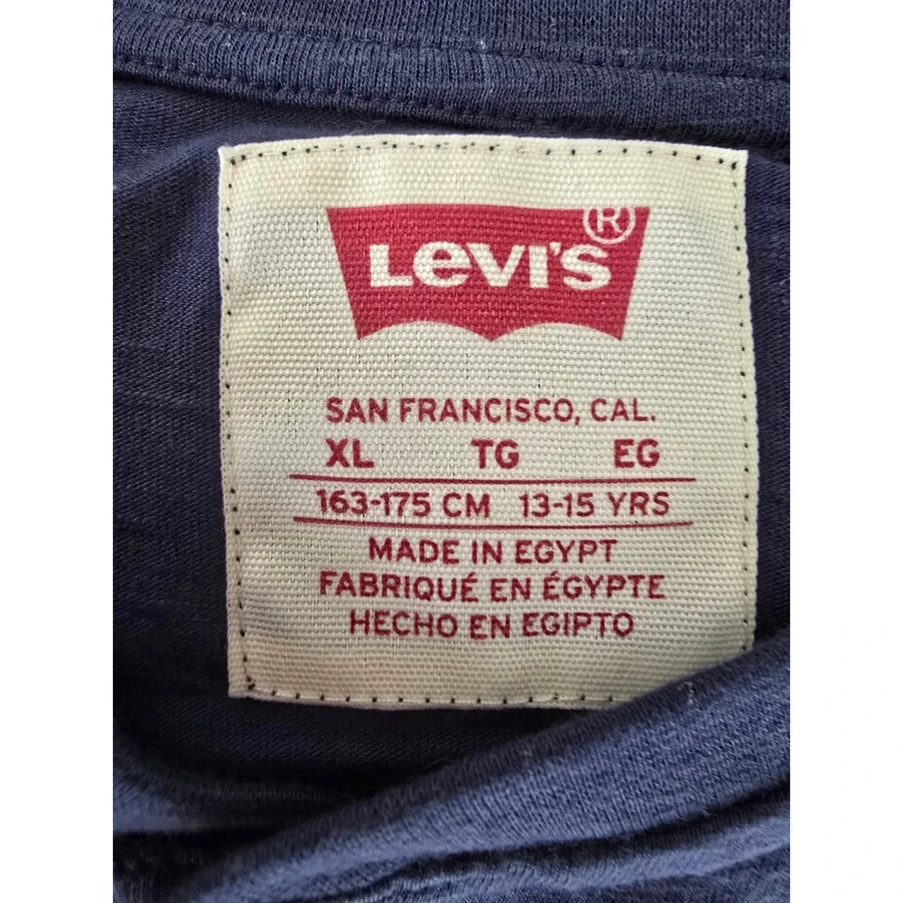 Kids Levi's Navy Blue Long Sleeve Henley Shirt Size XL TG‎ EG